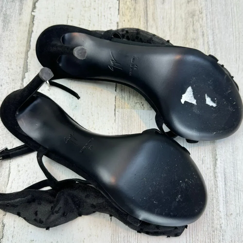 Giuseppe Zanotti Women Shoes Heel Sandals Black Rose New Size 37